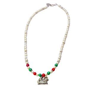 Santa's sleigh and beaded glass christmas necklace